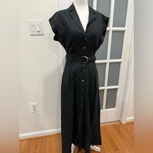 Zara navy linen dress with belt. Worn once